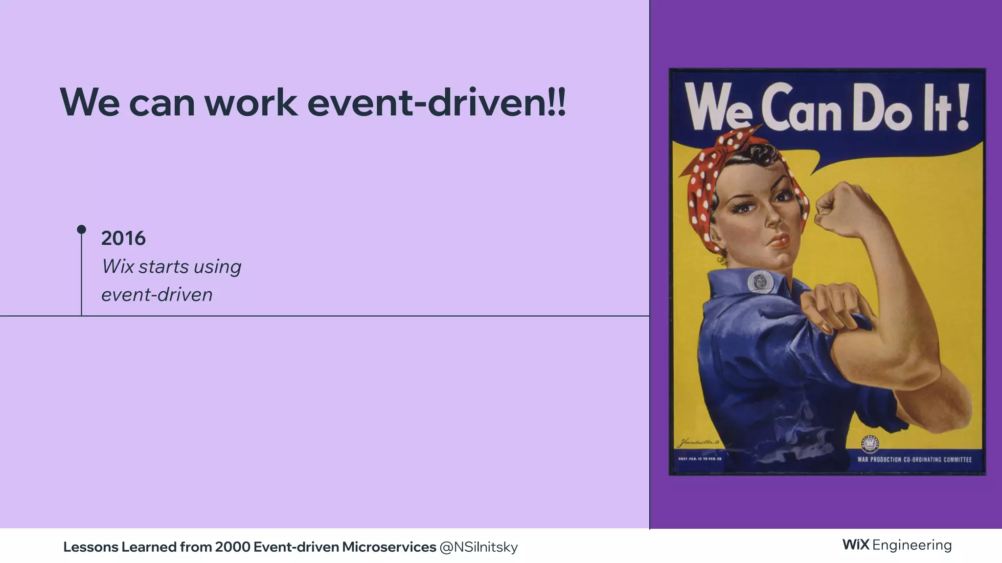 Lessons Learned from 2000 Event-driven Microservices @NSilnitsky
2016
Wix starts using
event-driven
We can work event-driven!!
 