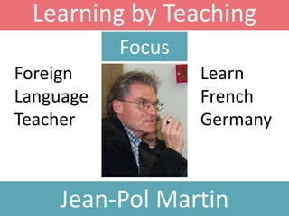 Learning by Teaching
Jean-Pol Martin
Learn
French
Germany
Foreign
Language
Teacher
Focus
 