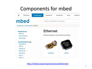 Components for mbed
http://mbed.org/components/cat/ethernet/
24
 