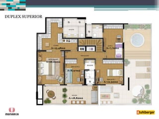 DUPLEX SUPERIOR 
A=15,48m2 
A=16,29m2 
A=8,97m2 
A=7,70m2 
A=12,92m2 
A=18,82m2  