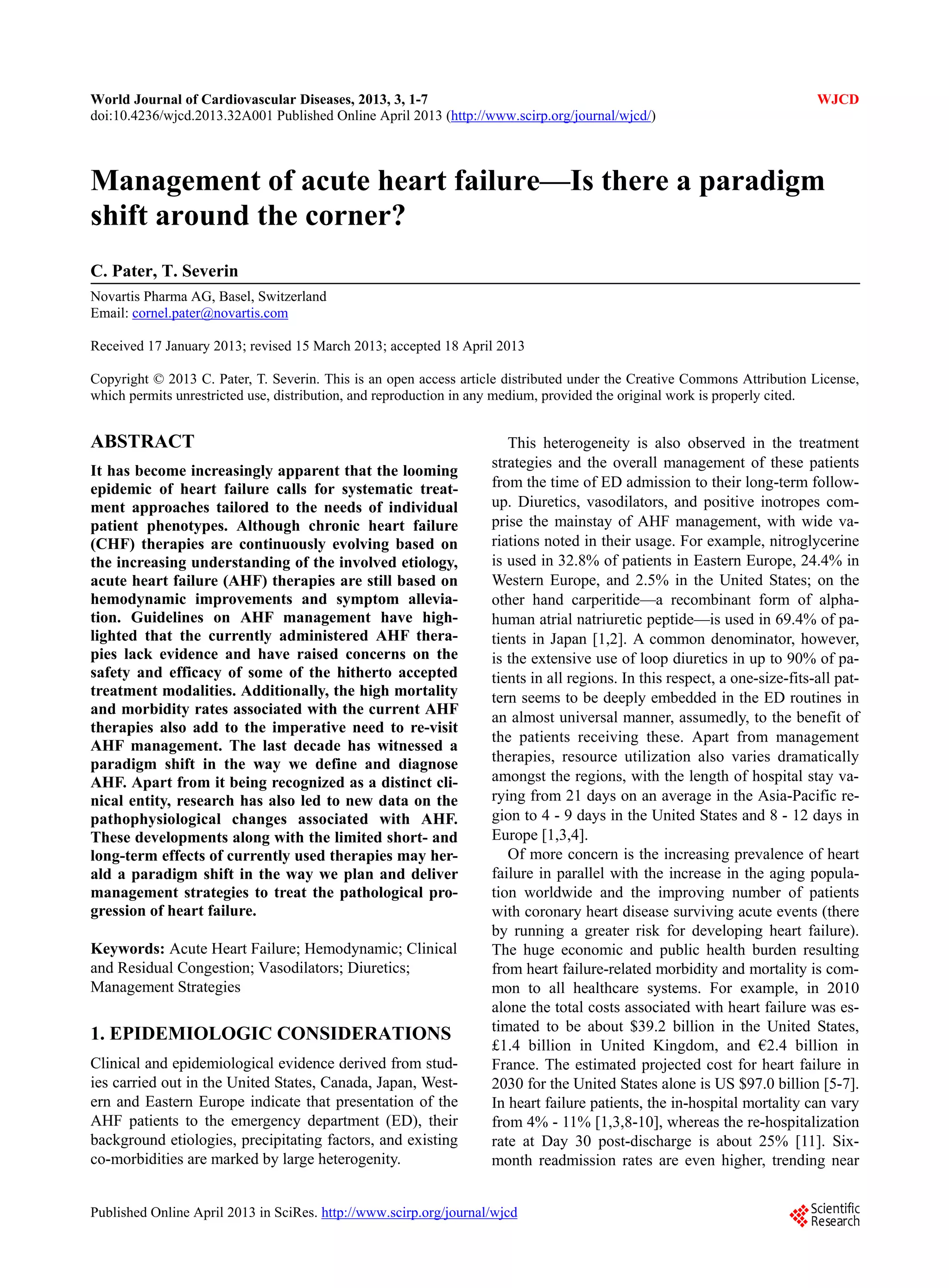 Management of Acute Heart Failure | PDF