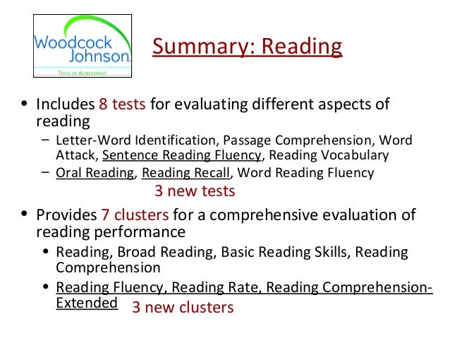 oral test fluency reading Overview WJ Introduction Battery IV and oral test fluency reading Overview WJ Introduction Battery IV and