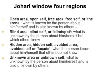 Johari window four regions 