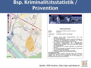 Bsp. Kriminalitätsstatistik / Prävention Quelle: OGD Austria, http://gov.opendata.at 