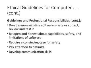 Key Guidelines Computer Professional Ethics and Responsibilities in Computing: Key Guidelines ...