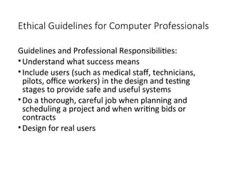 Professional Ethics and Responsibilities in Computing: Key Guidelines ...