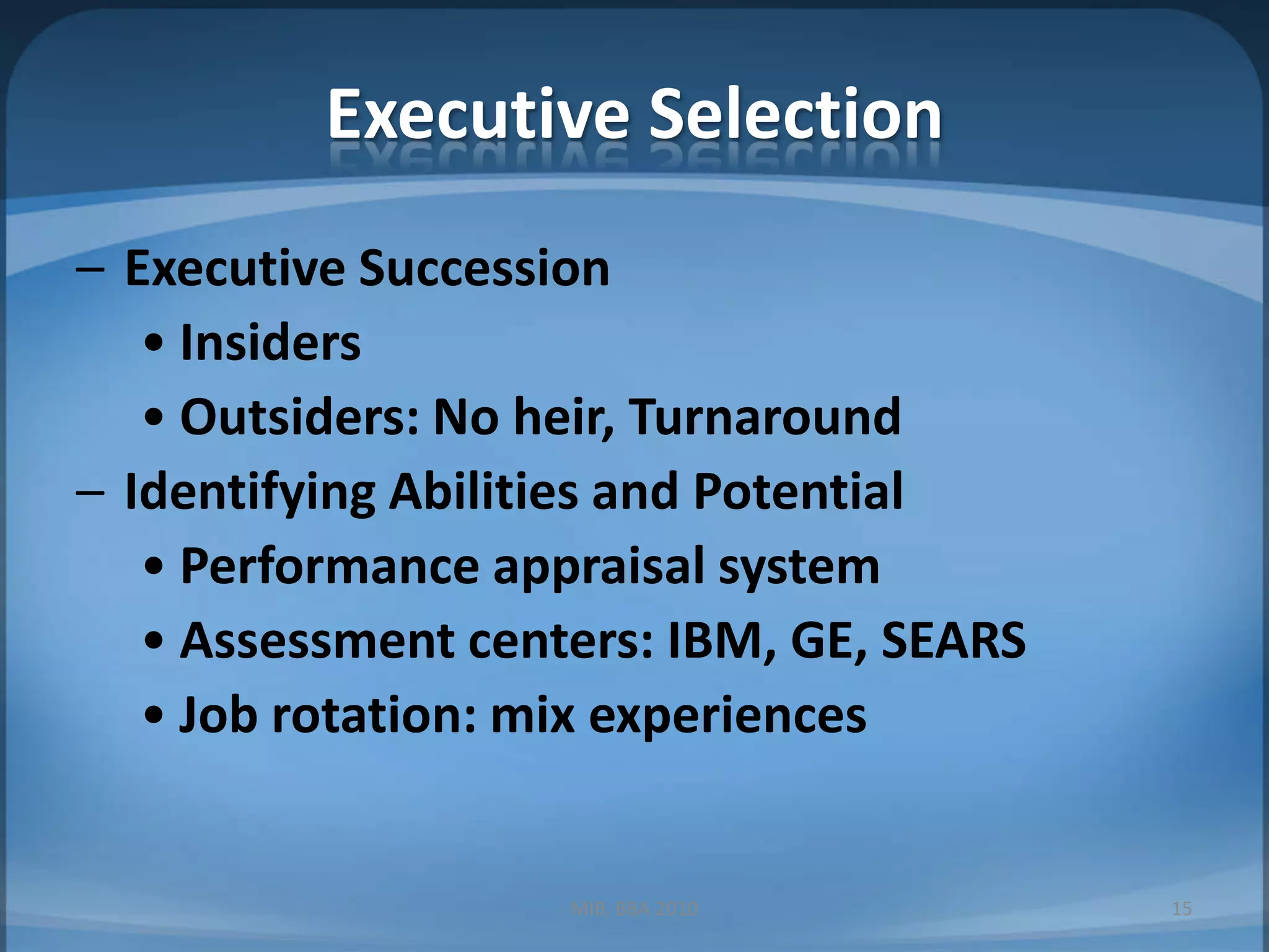 Executive SelectionExecutive Succession