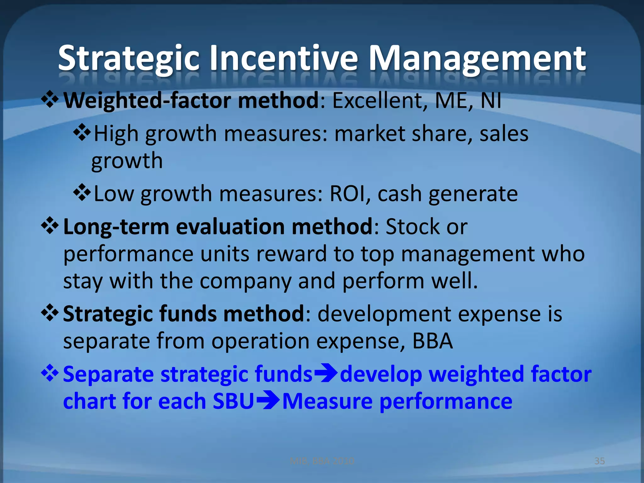 Not adequate measures for corporate performance