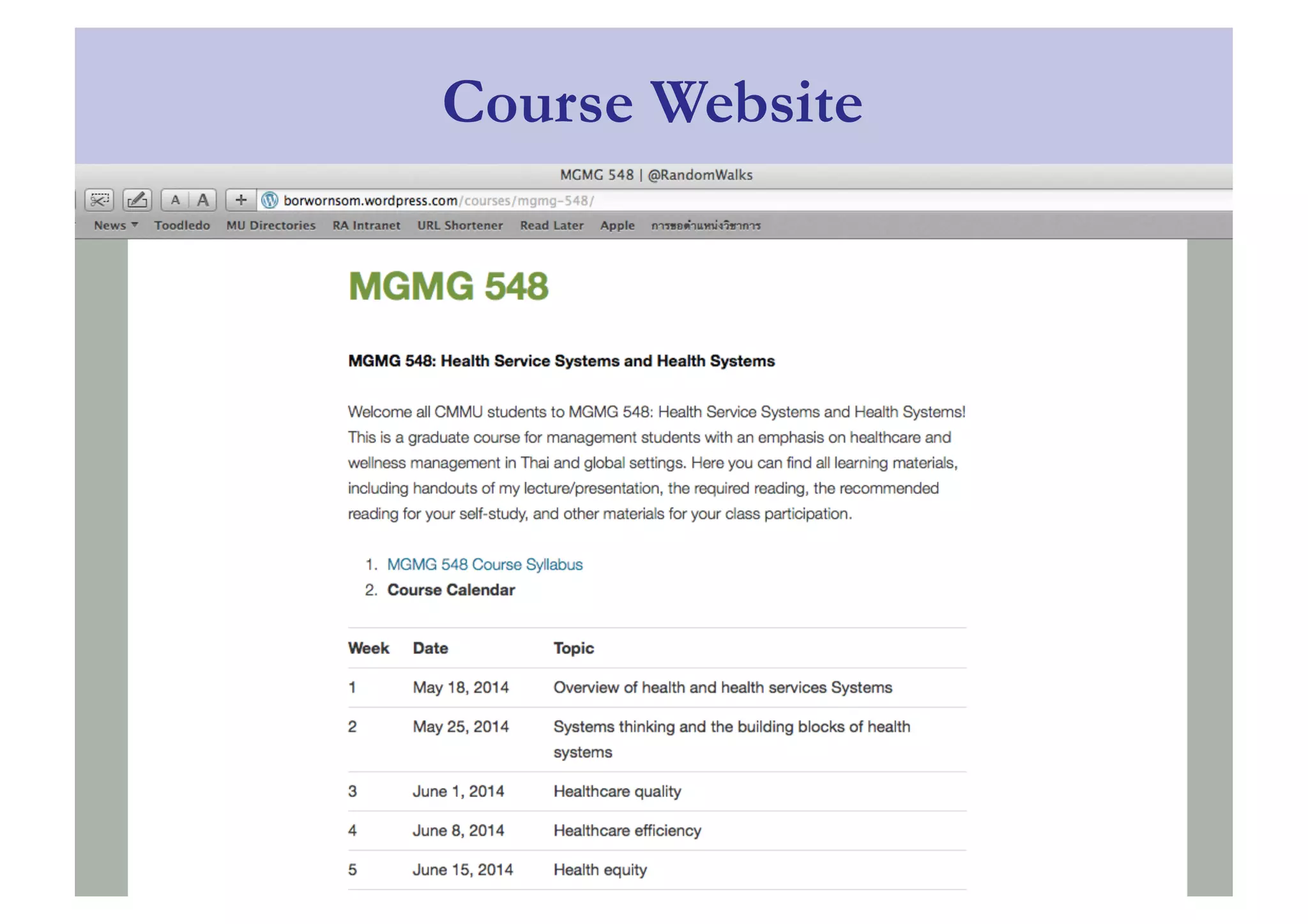 Course Website 
 