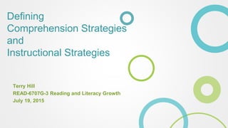 Defining
Comprehension Strategies
and
Instructional Strategies
Terry Hill
READ-6707G-3 Reading and Literacy Growth
July 19, 2015
 