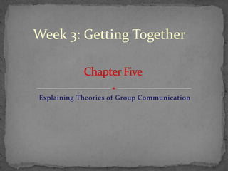 Week 3: Getting Together



Explaining Theories of Group Communication
 