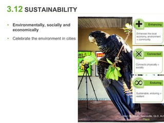 Allen St, South, Townsville, QLD, AUS
3.12 SUSTAINABILITY
▸ Environmentally, socially and
economically
▸ Celebrate the environment in cities
 