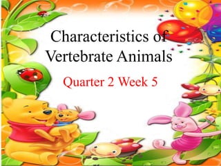 Characteristics of
Vertebrate Animals
Quarter 2 Week 5
 
