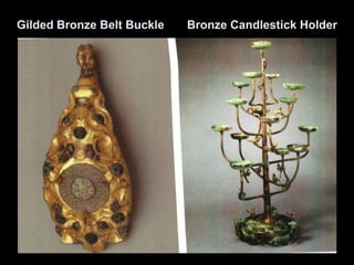 Gilded Bronze Belt Buckle Bronze Candlestick Holder
 