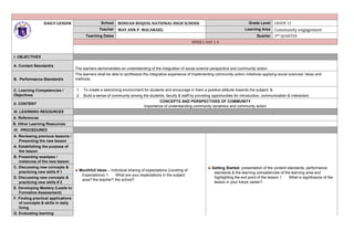 Daily Lesson Log for Community Engagement Citizenship and Solidarity | PDF