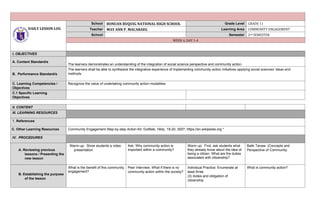 Daily Lesson Log for Community Engagement Citizenship and Solidarity | PDF