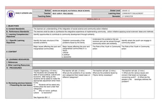 Daily Lesson Log for Community Engagement Citizenship and Solidarity | PDF
