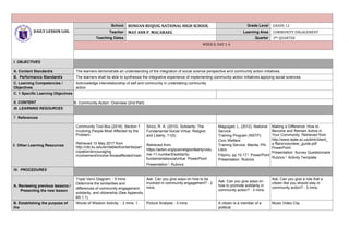Daily Lesson Log for Community Engagement Citizenship and Solidarity | PDF