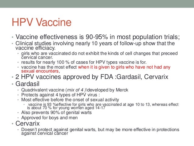 Efficiency of the anti hpv vaccination campaign