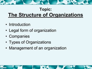 Organization Introduction structure of an organisation | PPT