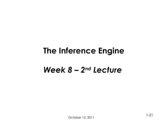   The Inference Engine Week 8 – 2 nd  Lecture October 12, 2011 -21 