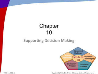 Supporting Decision Making
Chapter
10
McGraw-Hill/Irwin Copyright © 2011 by The McGraw-Hill Companies, Inc. All rights reserved.
 