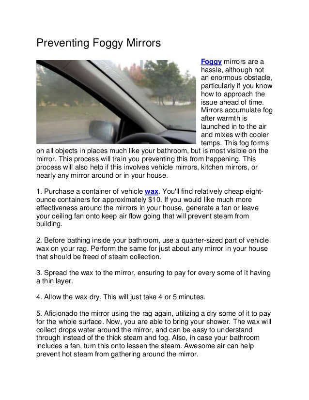 Preventing Foggy Mirrors