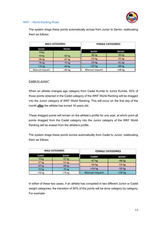 Wkf Ranking Wkf worldranking rules | PDF