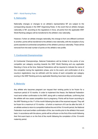 Wkf Ranking Wkf worldranking rules | PDF