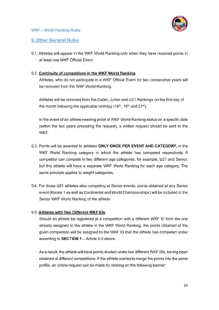 Wkf Ranking Wkf worldranking rules | PDF