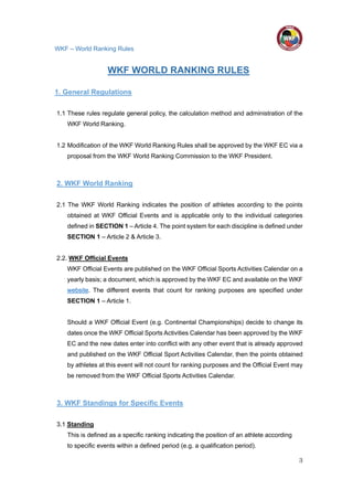 Wkf Ranking Wkf worldranking rules | PDF