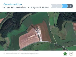Réunion d'information sur le projet «Wandpark Kanton Réiden»
47
Construction
Mise en service - exploitation
4
 