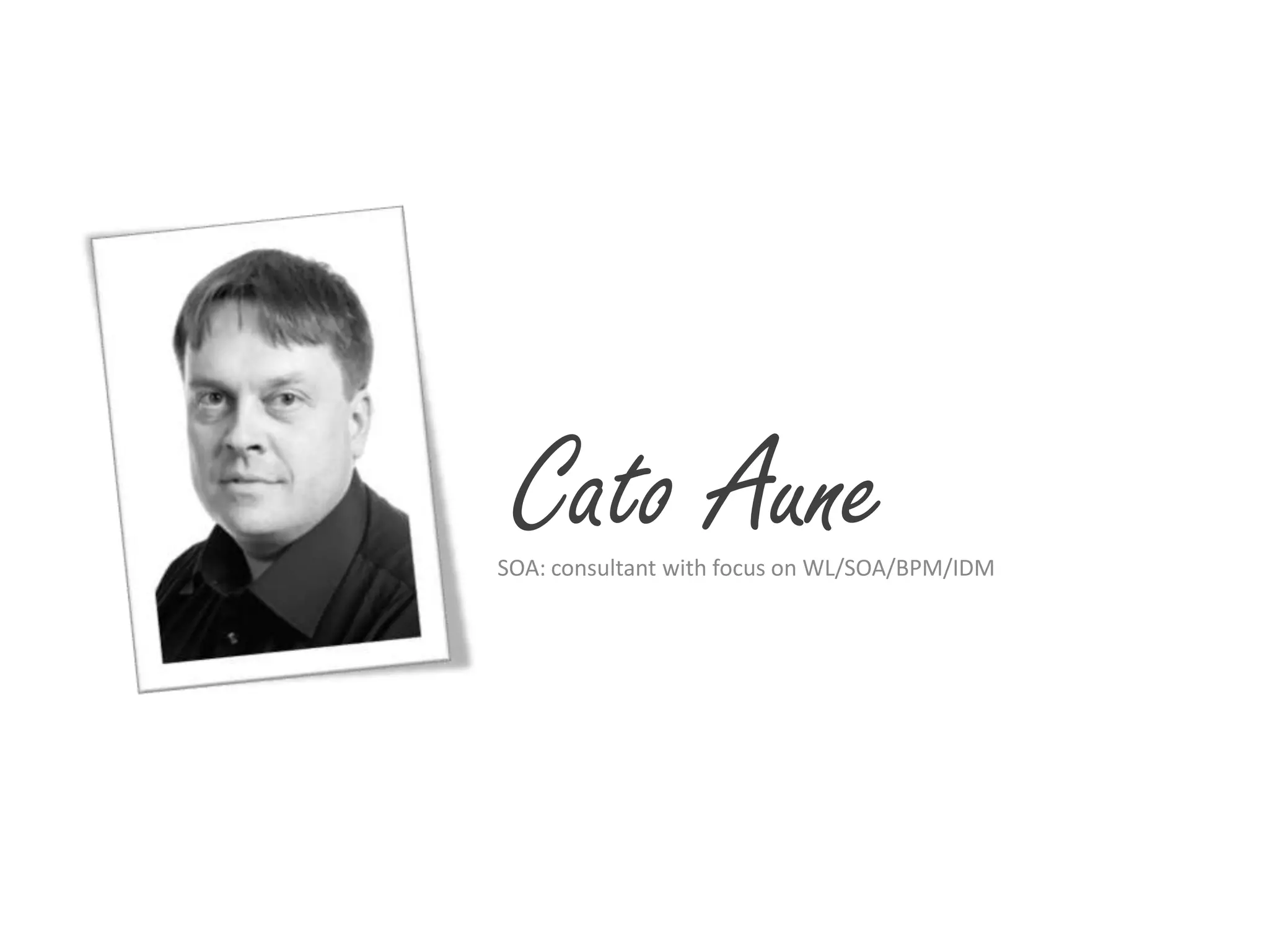 Cato AuneSOA: consultant with focus on WL/SOA/BPM/IDM
 