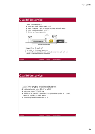 16/12/2010




Qualité de service




16/12/2010     K.MABROUK            ESIGETEL              Wireless Networks   77




Qualité de service




16/12/2010     K.MABROUK            ESIGETEL              Wireless Networks   78




                                                                                          39
 