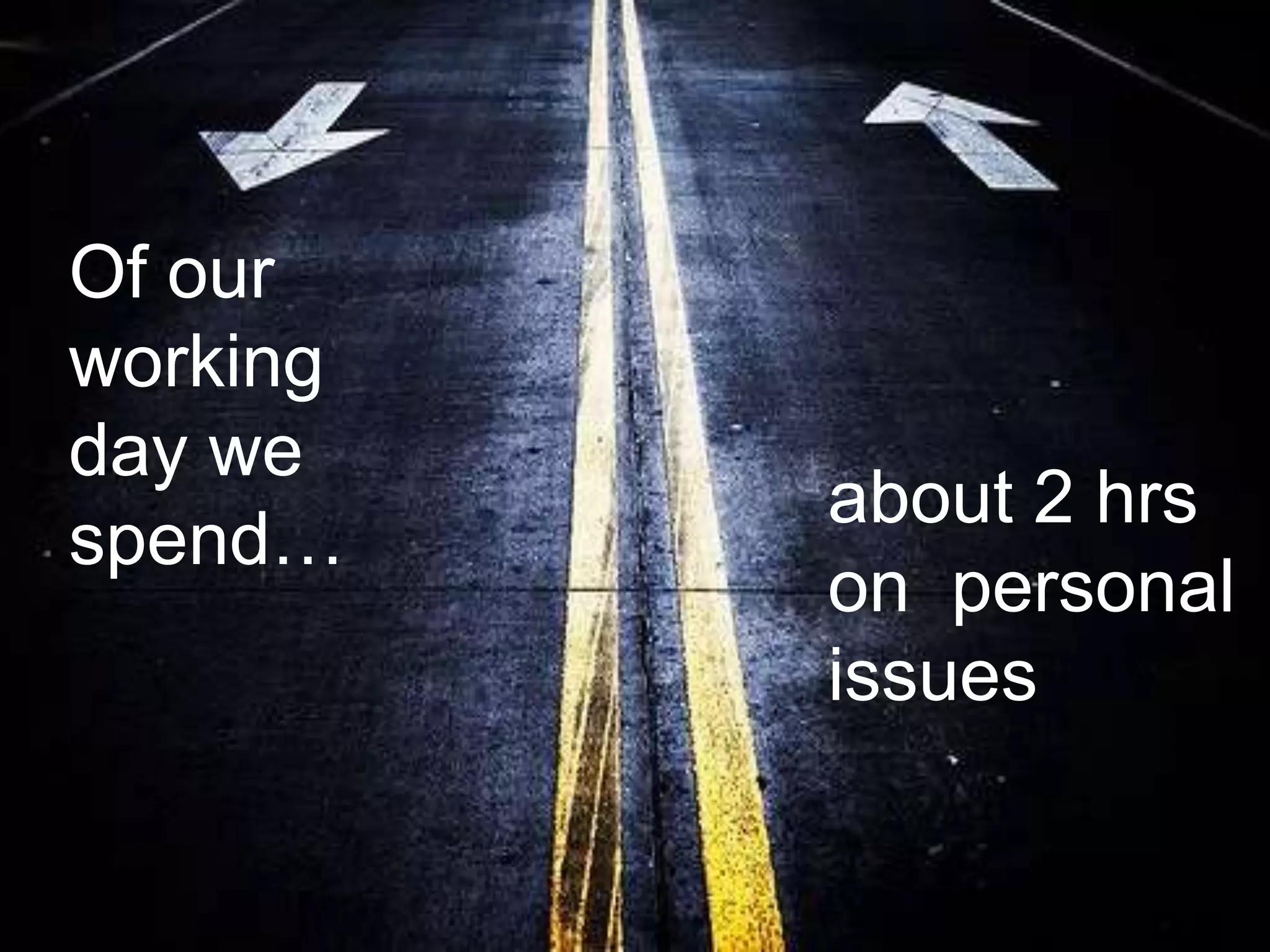 Of our
working
day we
          about 2 hrs
spend…
          on personal
          issues
 
