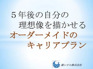 ５年後の自分の
 理想像を描かせる
オーダーメイドの
  キャリアプラン

      港シビル株式会社
 
