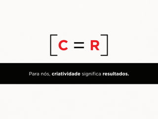 Para nós, criatividade significa resultados.
 