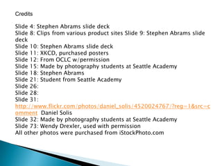 A little bit about your presenter:Kathleen JohnsonLibrarian at Seattle Academykjohnson@seattleacademy.orgTwitter :  @simkathy  BA: Ethnomusicology   (University of Washington)