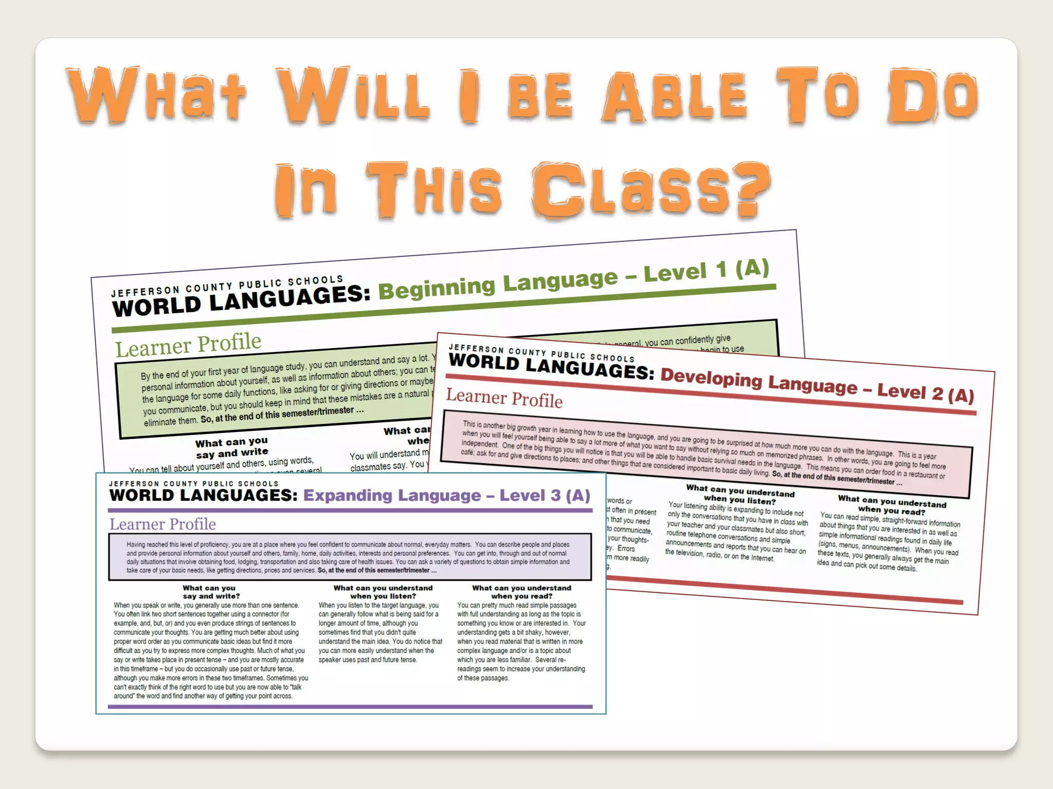 What Will I be Able To Do
     In This Class?
 