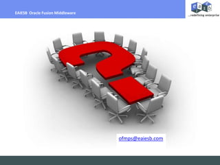 Billing Per Hour
EAIESB Oracle Fusion Middleware




                                  ofmps@eaiesb.com
 