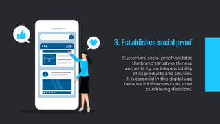 3. Establishes social proof
Customers' social proof validates
the brand's trustworthiness,
authenticity, and dependability...