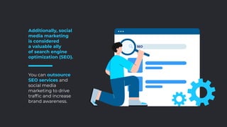 Additionally, social
media marketing
is considered
a valuable ally
of search engine
optimization (SEO).
You can outsource
...