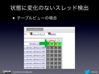 状態に変化のないスレッド検出
• テーブルビューの場合




Yusuke Yamamoto @yusuke   #wlstudy
 