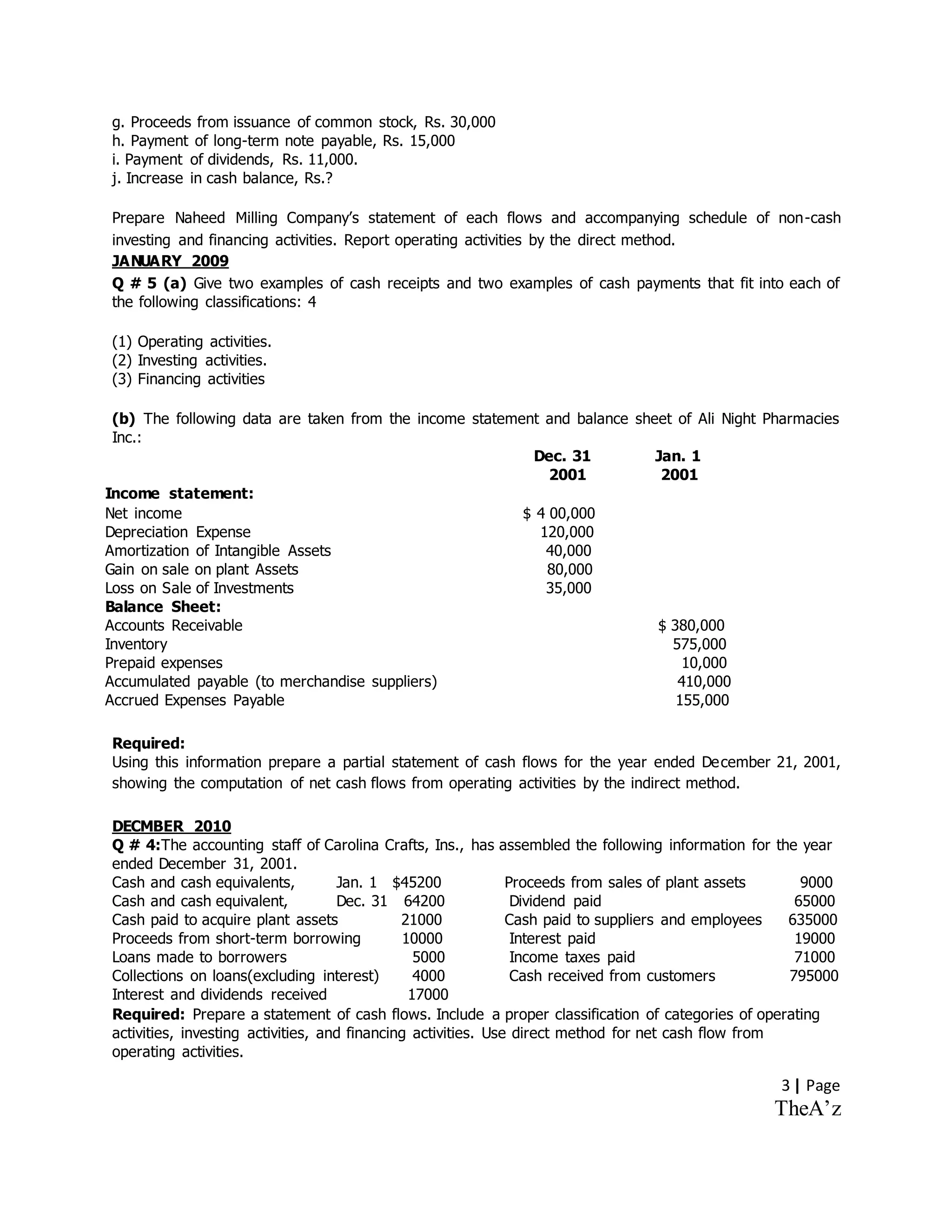 Cashflow questions | DOCX
