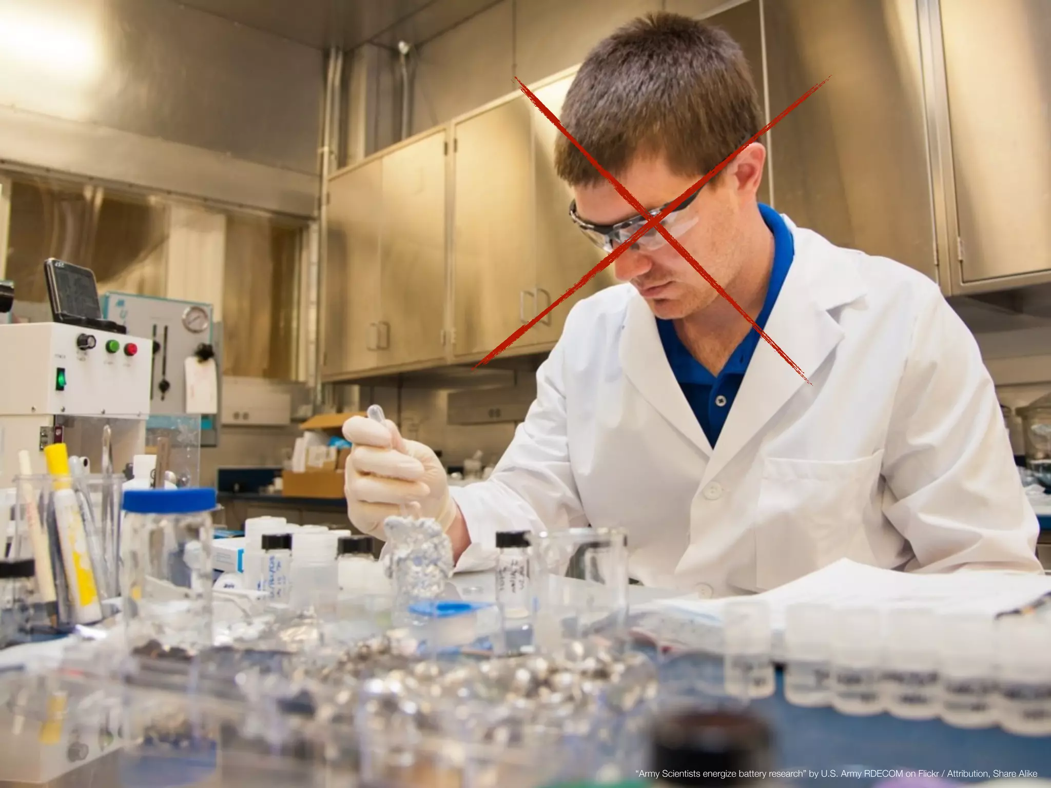 “Army Scientists energize battery research” by U.S. Army RDECOM on Flickr / Attribution, Share Alike 
 