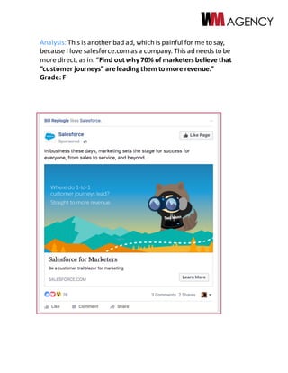 Analysis:	This	is	another	bad	ad,	which	is	painful	for	me	to	say,	
because	I	love	salesforce.com	as	a	company.	This	ad	nee...