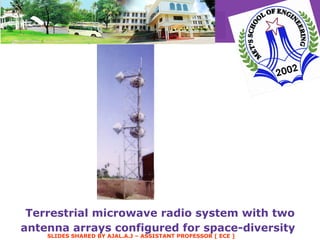 Terrestrial microwave radio system with two antenna arrays configured for space-diversity   