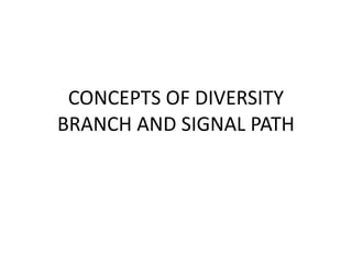 CONCEPTS OF DIVERSITY BRANCH AND SIGNAL PATH 
