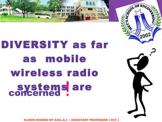 DIVERSITY as far as  mobile wireless radio systems are concerned   ! 