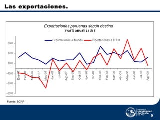 Las exportaciones.   Fuente: BCRP Exportaciones peruanas según destino 
